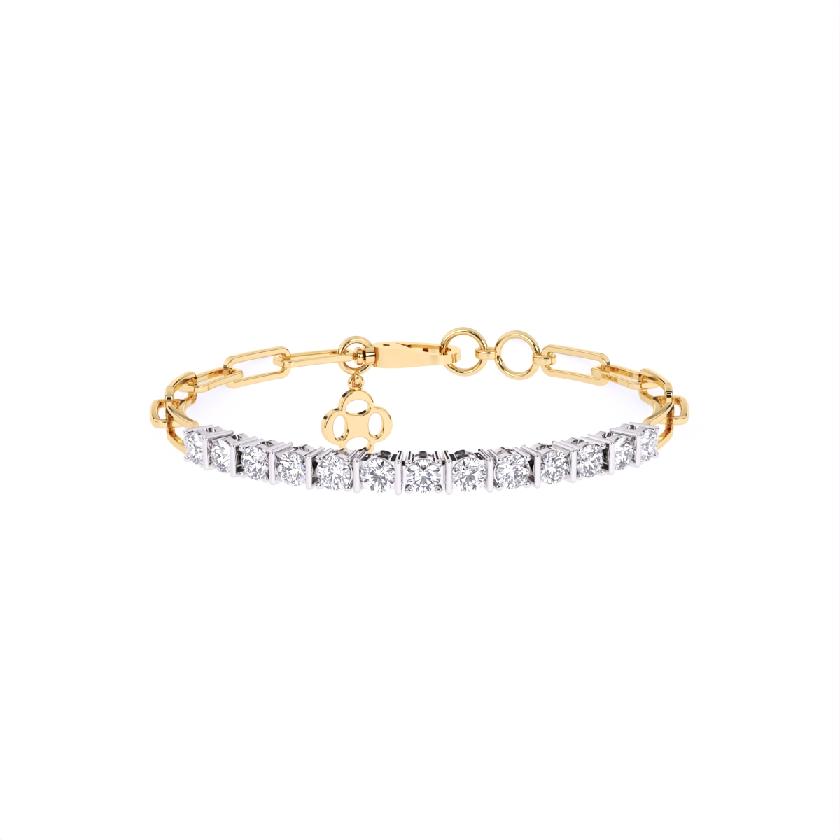 Round lab Diamond Gold Bracelet